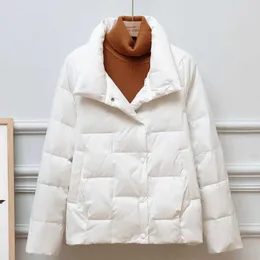 여자 다운 고급 가을과 겨울 뉴 라이트 중량 얇은 흰색 오리 서있는 목록 단순한 단색 재킷 2r
