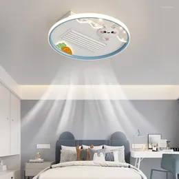 Children's Room Bladeless Ceiling Fan Light Creative Modern Minimalist Boy And Girl Bedroom Warm Lamp Fixtures