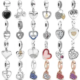 Pietre preziose sciolte Ciondolo in argento sterling 925 Nero Mi Amor Onice Love My Home Famiglia inclinata Ciondolo a forma di cuore Bracciale con perline Gioielli fai da te