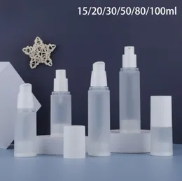 600pcs Airless Frosted Bottle Cosmetic Cream Pump 스프레이 스프레이 스프레이 스프레이 크기 디스펜서 리필 가능한 향수 용기 15/20/30/50/80/100ml