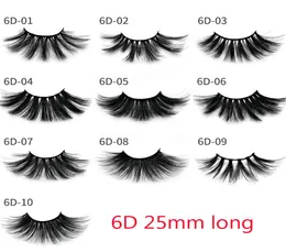 6D Natual Cílios Postiços Extensão Falso 3D Mink 25mm Cílios Em Massa 100 Volume Natural Cabelo Longo Falso Lash Makeup6768809