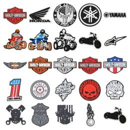 Police Motor Croces Charm For Dad Men Pvc Accessories Motorcycle Racing Shoe Pins Graden Shoe Charms Accessoires Wristband Decor