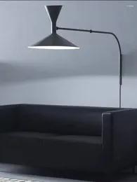 벽 램프 현대 디자이너 스윙 암 혼 및 스위치 스캔 스캔 침대 옆 침실 거실 산업 마운트 라이트