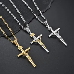 Pendant Necklaces Christian INRI Crucifixion Titanium Steel CROSS NECKLACE PLATED 18K Gold Religious PendantPendant