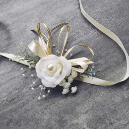 Other Fashion Accessories Wrist Corsage Bridesmaid Sisters Hand Flowers Artificial Bride Flowers For Wedding Dancing Party Decor Bridal Prom Accessor J230422