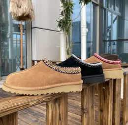 Chinelos Chestnut Tasman Fur Slides Sheepskin Shearling Tazz New Mules Mulheres Homens Ultra Mini Plataforma Bota Slip-on Sapatos Camurça Ugglie-75 Conforto Outono Inverno Tamanho 35-44