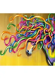 Pferde-Kunst, abstrakte Malerei auf Leinwand, majestätisches Pferd, handgemalte bunte Tiergemälde für Badezimmer, Küche, Wanddekoration, Geschenk 7387655
