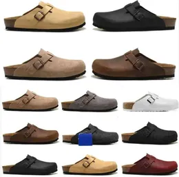 Sandaler Boston CLOG Män Kvinnor Designer tofflor Läder Bag Head Pull Cork Flats Mules Woody Loafers för lata tofflor Bruna svarta glider Motion Design Fashion Shoes