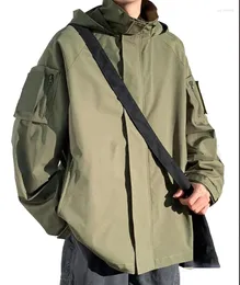 メンズジャケットフルジップアップメンズハイキングクライミングマウンテンフード付きコート屋外パーカー調整可能カフスマルチポケットスポーツトップ