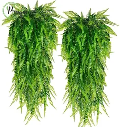 Decorative Flowers Wreaths 90cm Persian fern Leaves Vines Room Decor Hanging Artificial Plant Plastic Leaf Grass Wedding Party Wall Balcony Decoration 230422