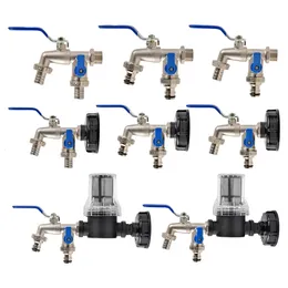 Urządzenia do podlewania 1/2 '' gwint IBC zbiornik zbiornika wodnego 2-drogi adapter kranowy z filtrem podlewającym