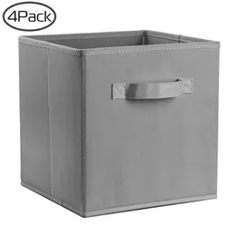 Multi-Purpose Fabric Storage Drawer, Smoke Gray, 10.62"H x 110.62"W x 11.02"D Collapsible Fabric Cube Storage Bins-4PCS