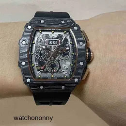 Heren mechanisch horloge Richa mechanisch horloge Rood Luxe duivel Koolstofvezel Tourbillon Hol Zwitsers uurwerk Mill r Rm35 heren