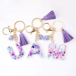 Charm A till Z akryl Tassel Key Chain Pendant Girl English Capital Letter 26 Alfabetet Charm Bag Pendants Women Man Man