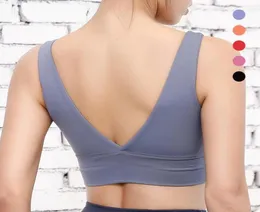 Spor Sütyen Toplama Shockproof Deep V Back Yoga Sütyen Kadınları Yoga Tayt Pantolonları için Fitness Yastıklı Tank Tops Maçı