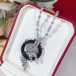 Naszyjnik Panthere for Women Designer for Man Diamond Emerald Gold Gold 18 -karatowe biżuterię klasyczny styl luksusowy kryształ 012