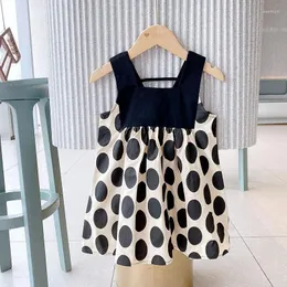 Abiti per ragazze LOVE DDMM Vestito da principessa per ragazze Bambini Dot Geometry Vestiti Cuciture per feste Abbigliamento per bambini Abiti 3-8 anni