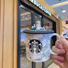 Starbucks mugg graffiti miljöbjörn kopp med lock keramiskt kaffekopp vatten kopp par kopp present kopp