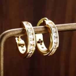 Mens Ins Trendy Ring Orecchini Unisex Hip Hop Orecchini Personalizzati Simple Diamond Huggie Hoop Earring Ciondola Ear Rings Cute 14K Gold Bling Brincos