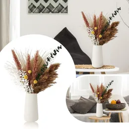 Dekorativa blommor gräs 40 cm fluffig pu fan överdriven blommor arrangemang torrt hem bröllop dekor beige 26 ft pumpa