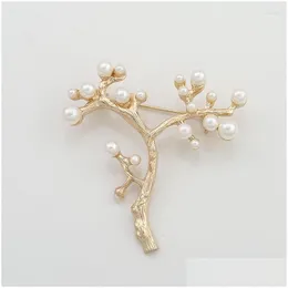 Pins Brooches Alloy Branch Tree Pearl Plant Autumn Winter Sweater Cardigan Coat Windbreaker Fashion Versatile Brooch Drop Delivery Jew Dhomw