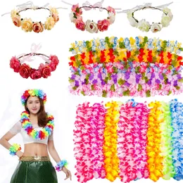 Outras festa de evento Supplies Qifu Flores artificiais Garland Hawaiian Decorations Colar Aloha Hawaii Beach Luau Decoração de casamento tropical de verão 230422