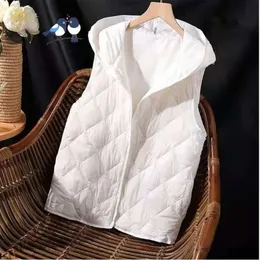 Gilet da donna Canotta in piumino di cotone bianco Giacca con cappuccio senza maniche imbottita esterna Autunno Inverno 231122