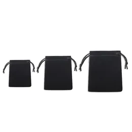 75 PCS Tre dimensioner 5 7 cm 7 9 cm 10 12 cm Velvet DrawString Bag Black Whole Jewelry Bags Christmas Wedding G307U