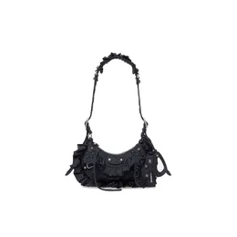 Lace Hobo Bag Motorcycle Shoulder Bags Women Handbags Mirror Purse Crossbody Axillary Bags Composite Bag Fabric Material Rivet Purse Cardholder Coin Wallets Hobos