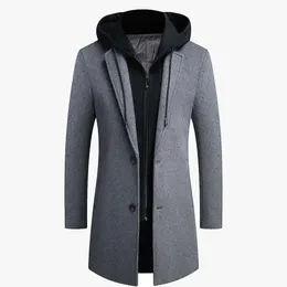 Męskie mieszanki wełny męskie wełniane płaszcz swobodny ciepły zimowy wełniany płaszcz 231122