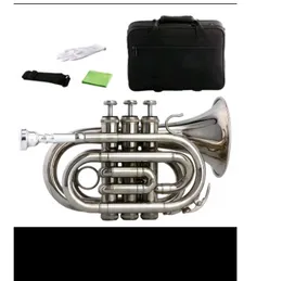 Europejski wysokiej klasy Blat-Flat Srebrna Pocket Pocket Trumpet BB Srebrna rozmiar dłoni