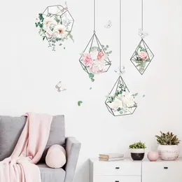 Wall Stickers Fresh Flowers Hanging Basket Living Room Bedroom Sofa Background Decoration paper Beautify Sticker Home Decor 230422