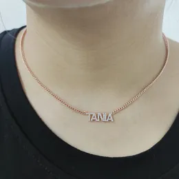 Collane con ciondolo Collana personalizzata con zirconi con pavé di cristalli 6MM Lettera Numero Nome personalizzato Gioielli da donna 231123