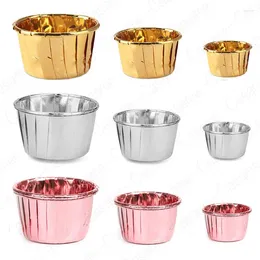 Party Supplies 50 Stück/Packung Goldfolie Silber Muffin Cupcake Liner Kuchenverpackungen Backen Cup Tray Case Papierbecher Gebäckwerkzeuge