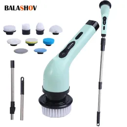 Vakuum 9in1 Electric Cleaning Brush Spin Scrubber Tools Parlor Kök Badrumsglas 231123