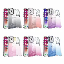 Gradient Color Clear Shockproof Case Transparent TPU PC Cover for iPhone 15 14 13 12 11 Pro Max Plus Samsung S24 S23 Plus Ultra Armor Protective Cover