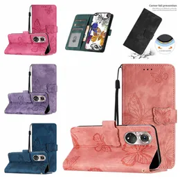 Butterfly Leather Wallet Cases For Motorola Moto G73 G13 E13 E22 G62 G60 G42 E32 Huawei P50 Pro Google Pixel 8 Pro 7 6 6A Hand Skin Feel Credit ID Card Slot Flip Cover Pouch