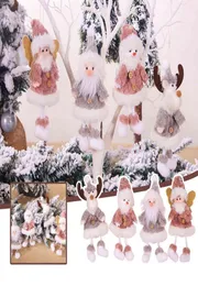 Julplysch Santa Snowman Elk Bear Angel Dolls Xmas Navidad Tree Ornament Juldekorationer för hem 2022 Nyårsgåva Y6580048