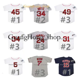 Guanghong 2004 World Series Baseball Jersey Manny Jason Faritek Dustin Pedroia Trot Nixon Garciaparra Mike Lowell Pedro Rare