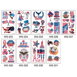 4th of July Party Temporary Tattoo Independence Day Tattoo Stickers American Flag Eagles Hat Balloons Tattoos Body Face Art Sticker