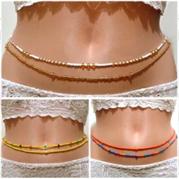 Buntes Perlenarmband, böhmischer Modeschmuck, Bonbonfarben, Bikini-Perlen, Gürtel, Taillenketten, Gürtel, Bauchketten