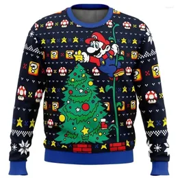 남자도 후드 2023 카트 못생긴 크리스마스 스웨터 선물 산타 클로스 풀오버 남자 3D 스웨트 셔츠 및 탑 가을 겨울 의류