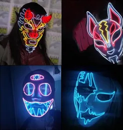 Maschere per feste Cosplay Maschera di Halloween Luminosa Illumina LED EL Wire Neon Glowing Anime Masque Masquerade Horror MaskPartyParty2359601