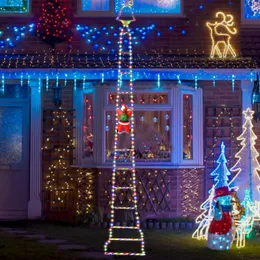 20 pçs corda de luz de natal papai noel subindo escadas luzes decorativas corda jardim ao ar livre luzes mágicas corda controle app