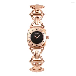 Wristwatches Fashion Guou Top Brand Square Full Stainless Steel Bracelet Ladies Temperament Small Stone Simple Retro British Wrist Watch