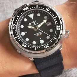 Wristwatches Sapphire Men's Automatic Watch NH35A Model Luminous Dial 200M Waterproof Rotating Bezel Rubber Strap Auto Date 46.5mm