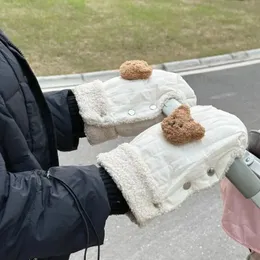 Детские перчатки без пальцев 1 пара корейских зимних теплых перчаток для мам утепленные мягкие аксессуары для детских колясок ветрозащитные перчатки с ручкой 231123