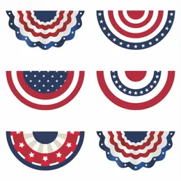 Патриотический плиссированный веерный флаг США со звездами и полосами, флаг, овсянка на День памяти, 4 июля, украшение домашнего двора