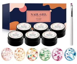 Nail Gel MEET ACROSS 7pcs Natural Dried Flower Set 5ml Soak Off Art Varnish Flowers Polish DIY Design Manicure2089915