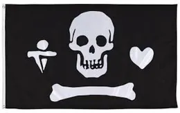 Bones Pirate Black Skull Crossbones Flag 5x3ft 150x90cm polyestertryck inomhus utomhusflagga med mässing GROMMETS4010271